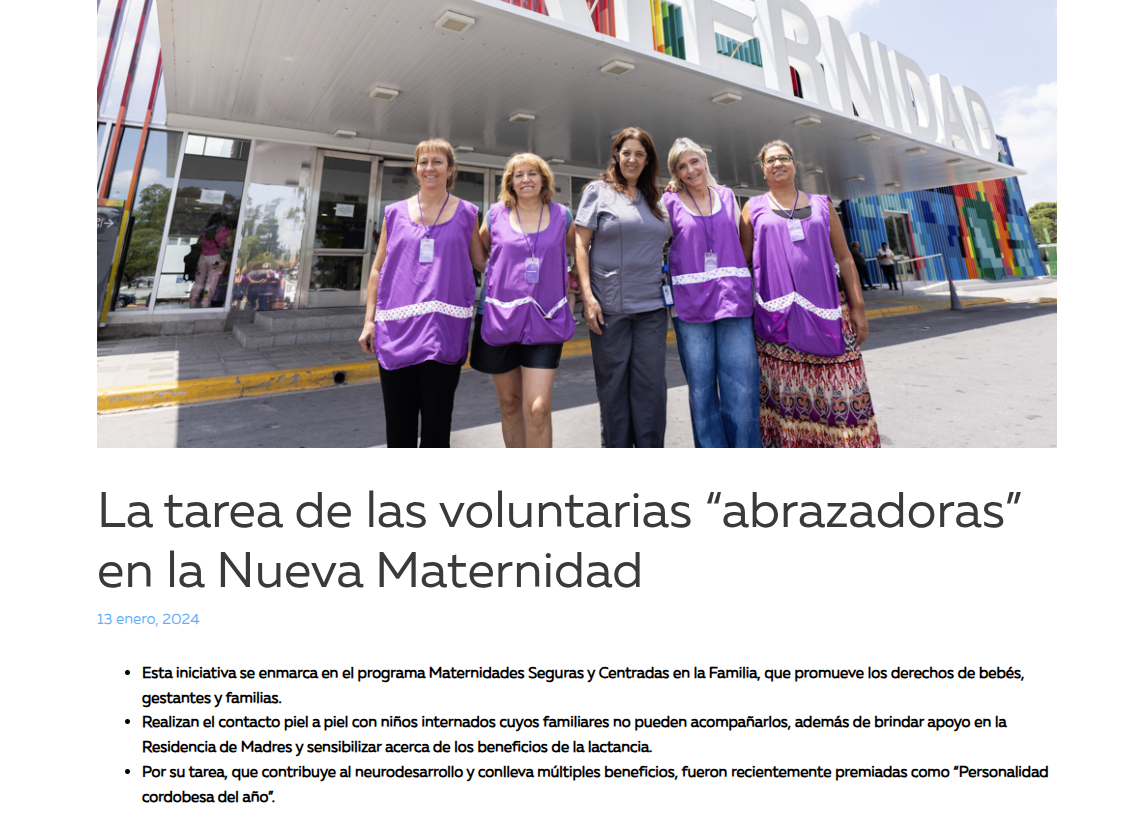 Abrazadoras bebés Maternidad